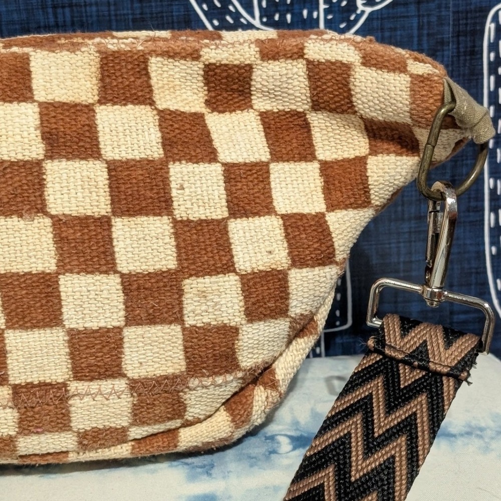 Jenna Bee Handmade Sling Bag Ochre & Cream Checkered - Picture 8 of 12